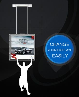 BLUESPIDER Electric display hanger - Hanging displays without lift.